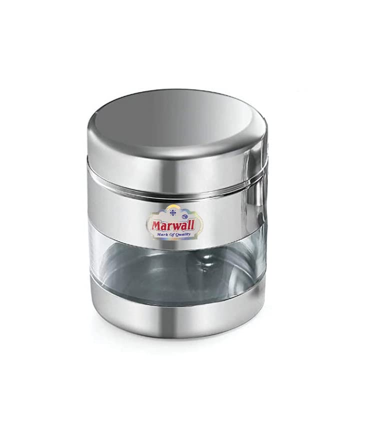 Marwall Stainless Steel Thrading See Through/Transparent Container,Set Of 2Pc 400Ml