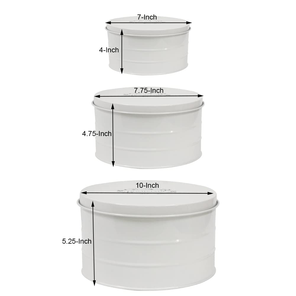Brightalk 3 Container Cake Cookie Tin Set, Homemade Baked Good Storage Nesting Container Set