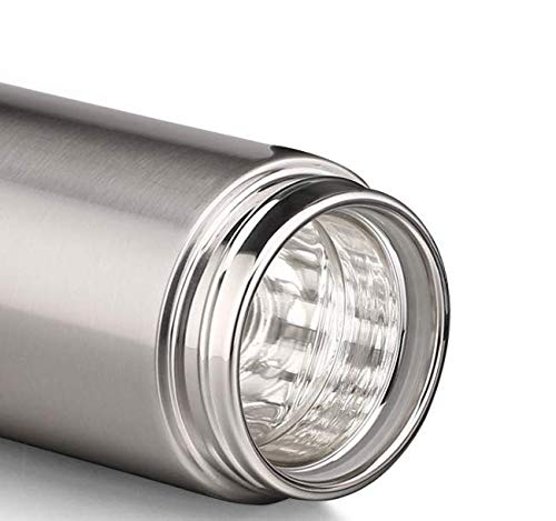 Milepetus Glass Liner Vacuum Flask Stainless Steel Water Bottle Insulated Travel Coffee Mug,11Oz,9Oz Available(11Oz, Stainless S