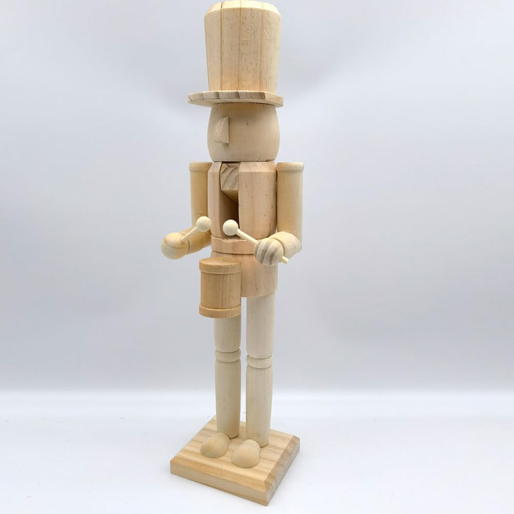 Cabilock Christmas Wooden Unfinished Nutcracker Figures 14.96 Inch DIY Blank Unpainted Nutcracker Soldier Figures Puppet Ornamen