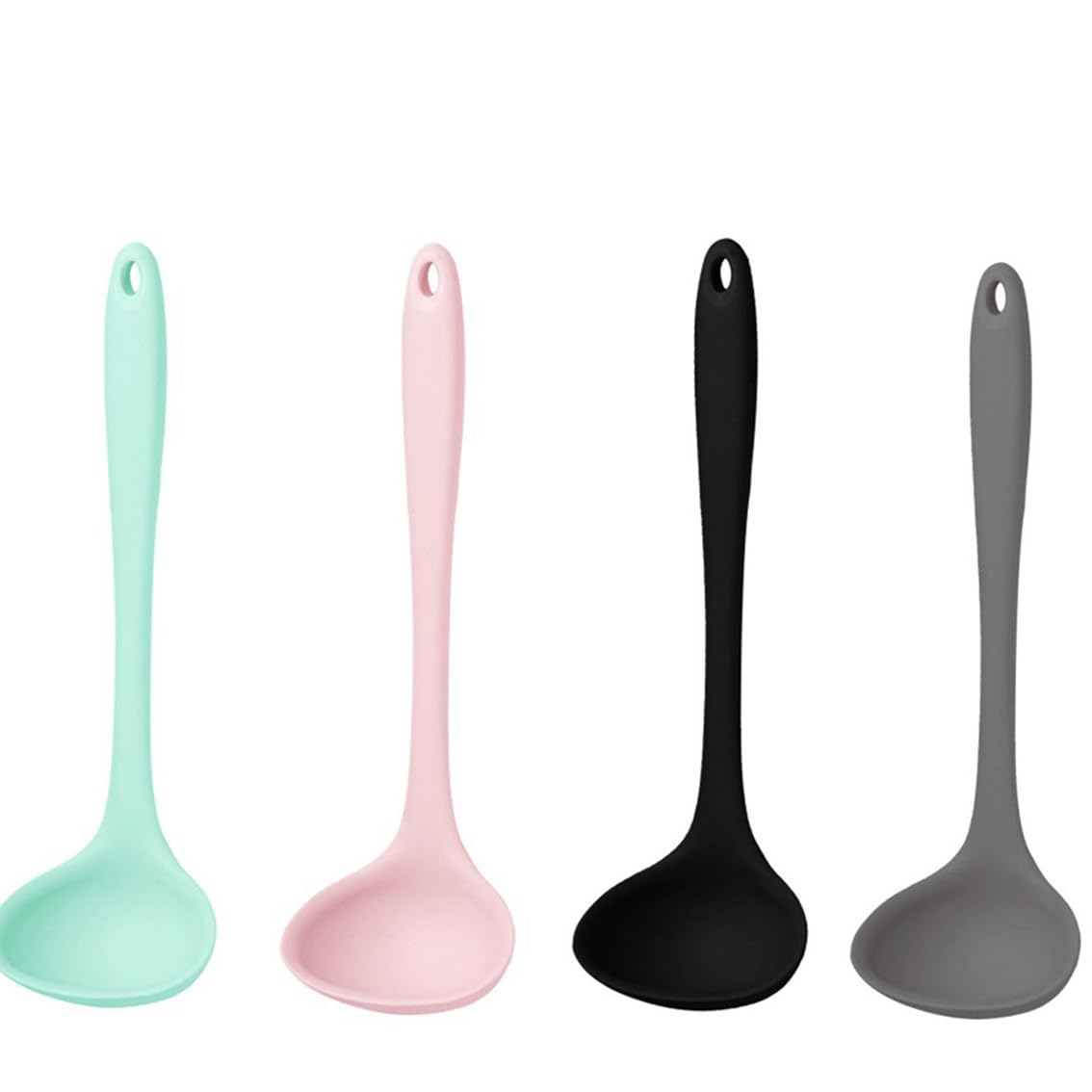 Leadigol 4PCS 8.19 Silicone Ladles Soup Ladle Cooking Tableware Heat Resistant Dinnerware Nonstick Home Spoons Suitable For S