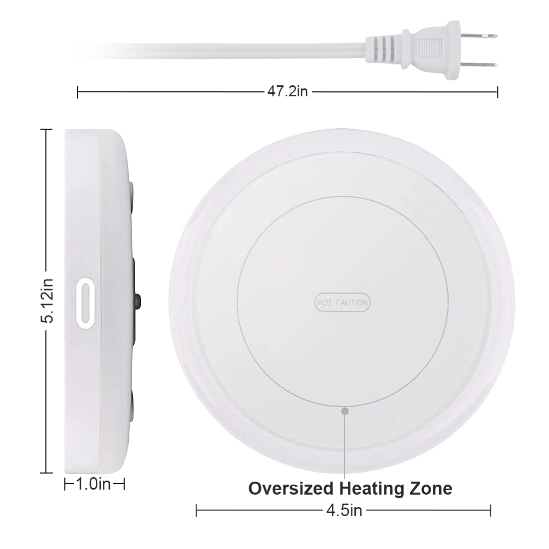 Bestinnkits White Smart Coffee Auto On/Off Gravity-Induction Mug Office Desk Use, Candle Wax Cup Warmer Heating Plate (Up To 131