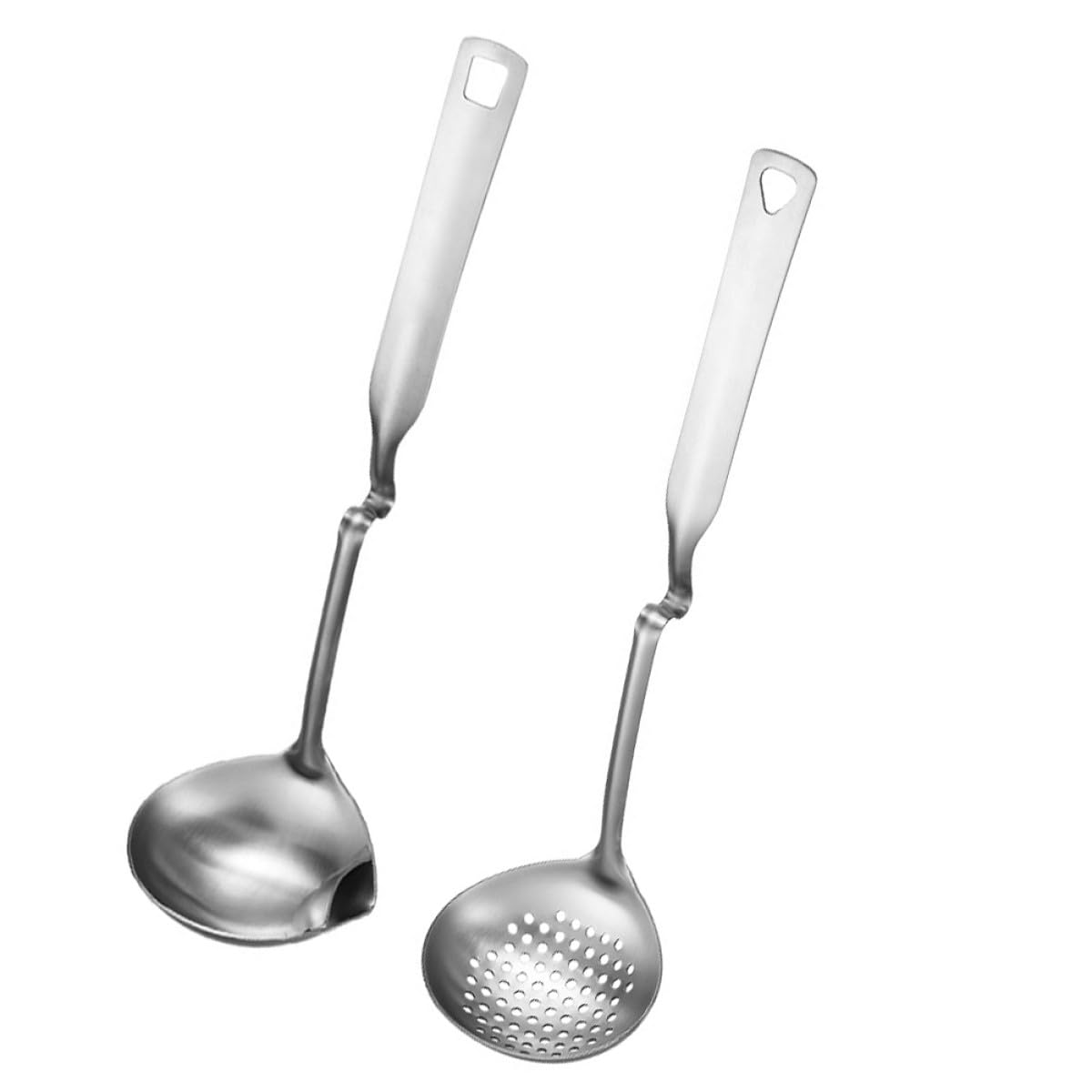 OSOLADY 304 Stainless Steel Oil Skimmer and Soup Ladle Set, Long Handle Hanging Skimmer Spoon for Cooking and Hot Pot, Kitchen U