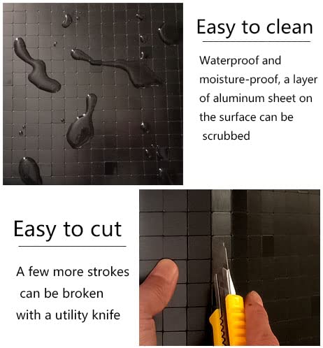 10 Sheets Self-Adhesive Aluminum Mosaic Peel And Stick Metal Tiles 3D Wall Sticker Panel Backsplash For Kitchen & Bathroom (12''