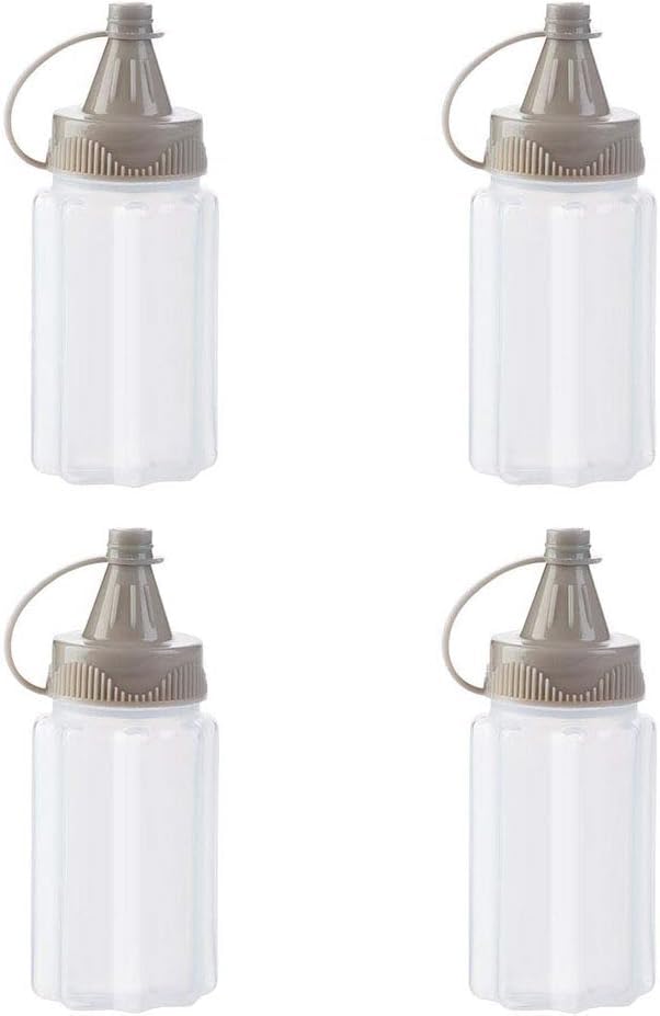 Baolaili 4Pcs Mini Jam Squeeze Bottle Jar Sauce Seasoning Box With Lid, Squeeze Bottle Portable Pp Kitchen Easy Clean Spices Sto