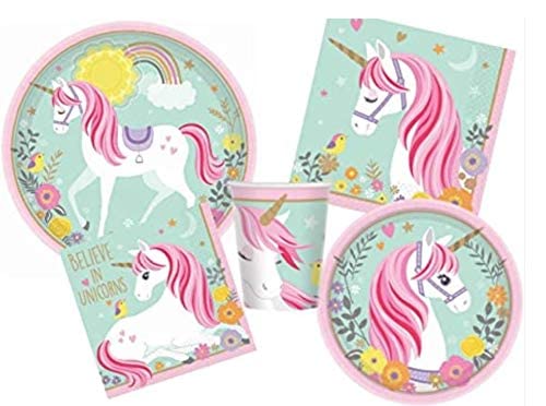 Amscan Magical Unicorn Round Plates Party Supplies, 7'', Multicolor