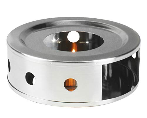 Newlineny Stainless Steel Coffee Tea Warmers, Dual 6 Inches Circular Herb Tea Light Food Warmer Set (Candle Not Included)