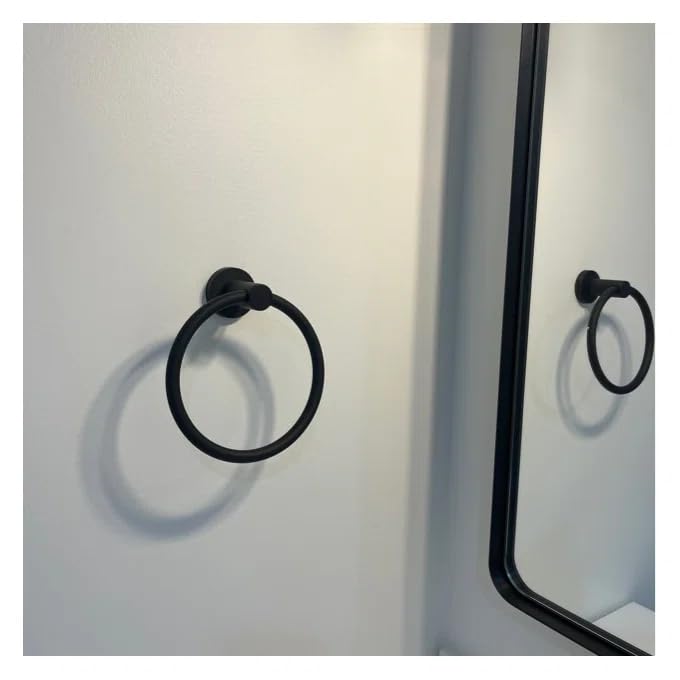 USHOWER Matte Black Towel Ring  Hand Towel Holder for Bathroom Wall Mounted  Durable 304 Stainless Steel  Modern Style