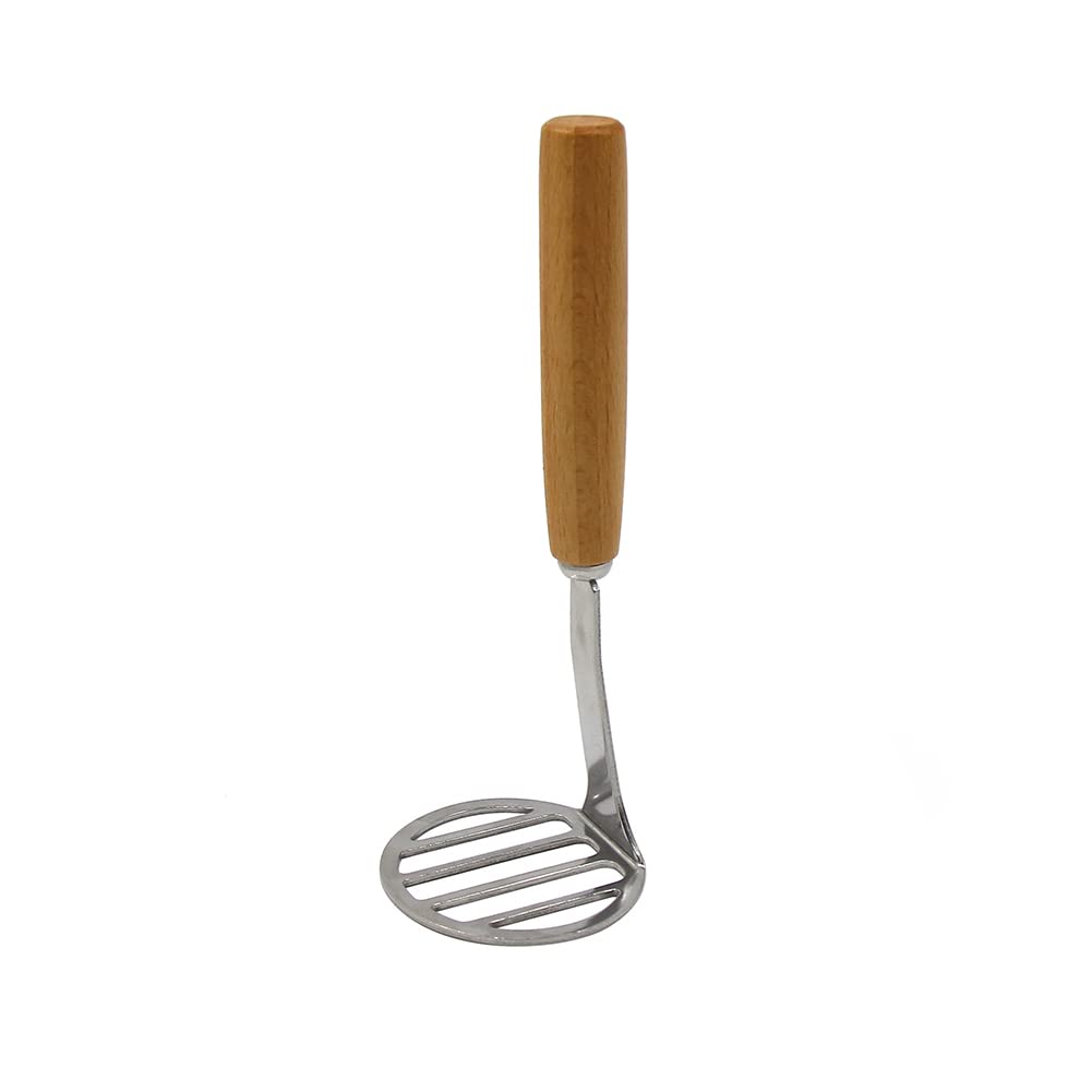 Small Stainless Steel Potato Masher With Wooden Handle 6.5'' Cooking With Kids
