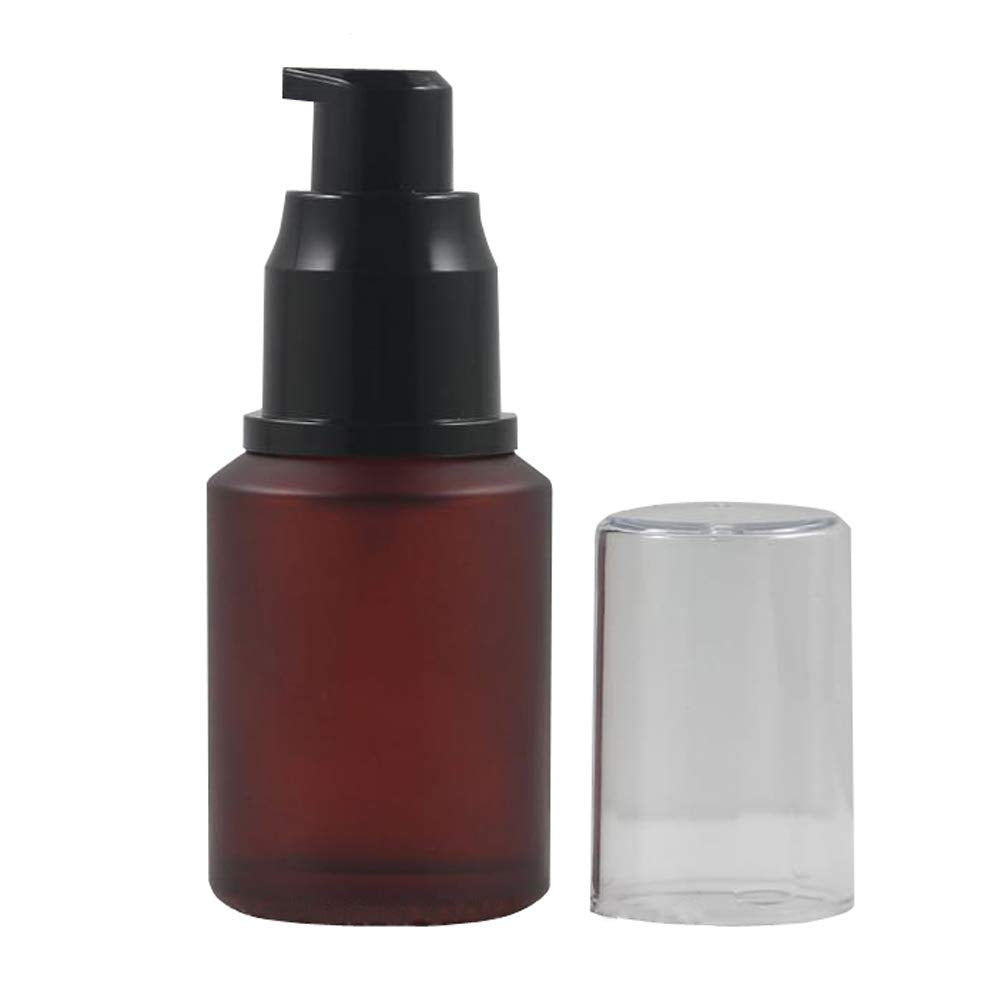 1Pcs 30Ml 1Oz Rose Red Empty Frosted Glass Pump Bottle With Transparent Cap Emulsion Lotion Essence Holder Refillable Portable D