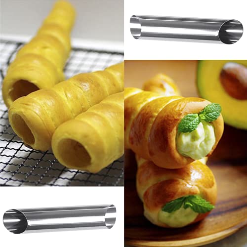Kddom 5 Pcs Stainless Steel Cannoli Tubes Molds,Non-Stick Cream Danish Pastry Baking Molds For Croissant Shell,Cream Roll,Pastry