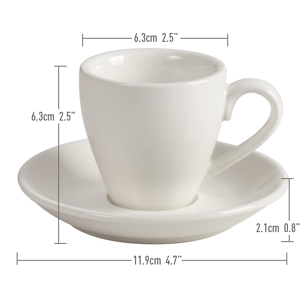 Ionegg Porcelain Espresso Cup With Saucer, Espresso Shot Cup, 80Ml/2.7Oz, White