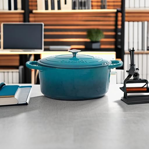 Crock-Pot Artisan Oval Enameled Cast Iron Dutch Oven, 7-Quart, Teal Ombre