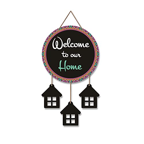 Artvibes Welcome To Our Home Quotes Wooden Wall Hanging Decorative Items for Home Decor | Living Room | Modern House Decoration 