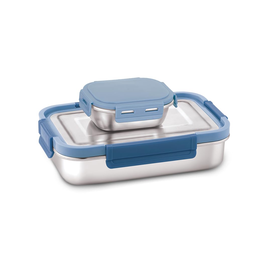 Warmeo Deltin Stainless Steel Airtight Leak-Proof Lunch Box,Light Weight, Easy To Clean, Perfect For Office, School, Picnic & Tr