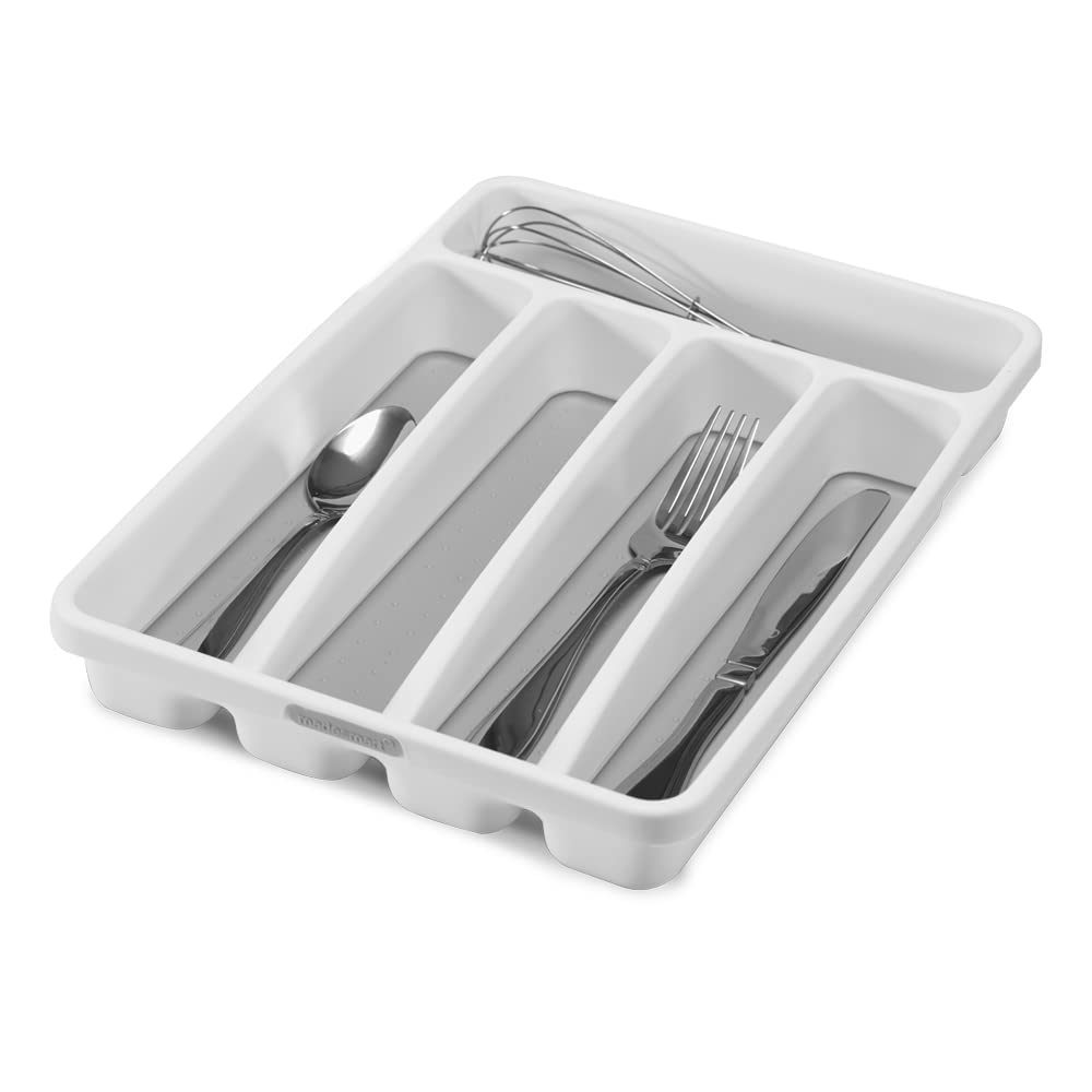 Madesmart Mini 5-Compartment Premium Antimicrobial Plastic Silverware Tray For Drawers, Cutlery And Utensil Tray Kitchen Drawer
