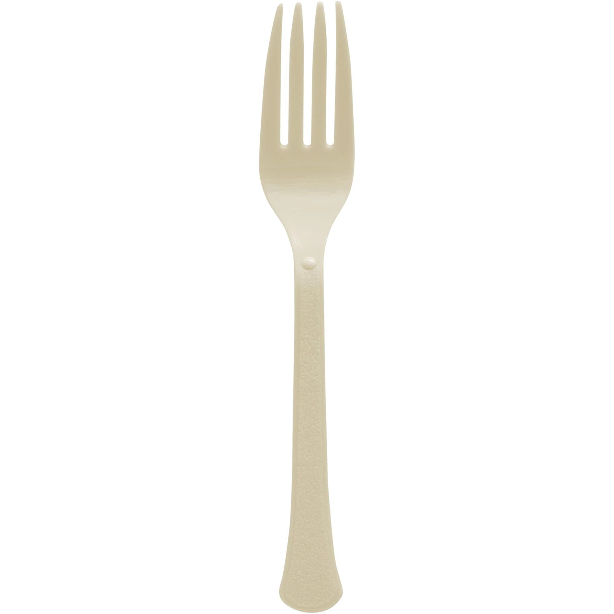 Amscan Vanilla Creme Premium Heavy Weight Plastic Forks Pack Of 20, Party Supply, Full Size