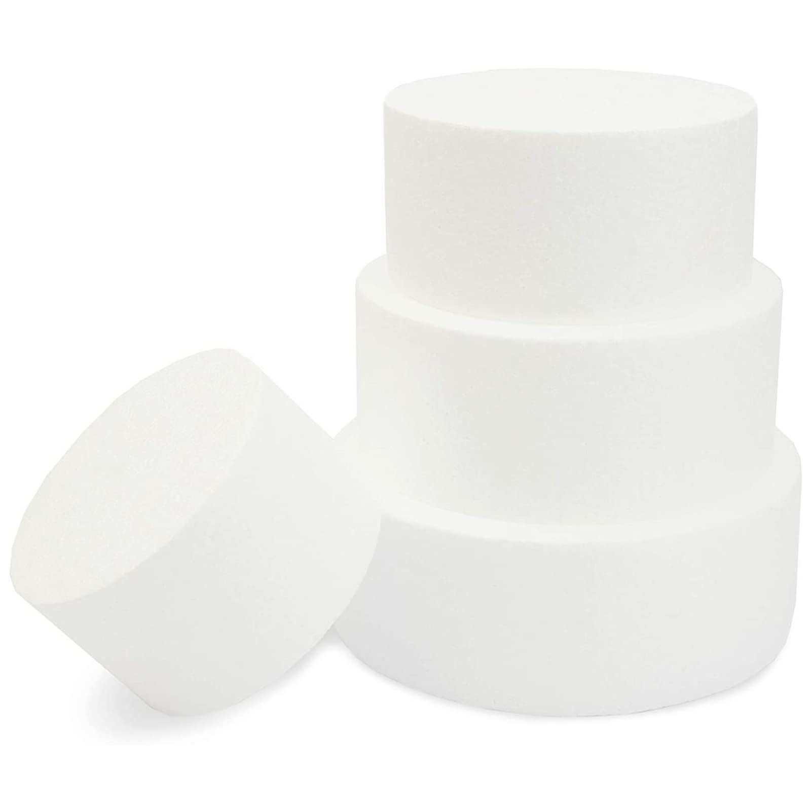 Bright Creations Round Foam Cake Dummy Set, 4 Tiers For Display, Arts And Crafts (White)