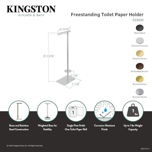 Kingston Brass Cc8007 Claremont Freestanding Toilet Paper Holder, Brushed Brass