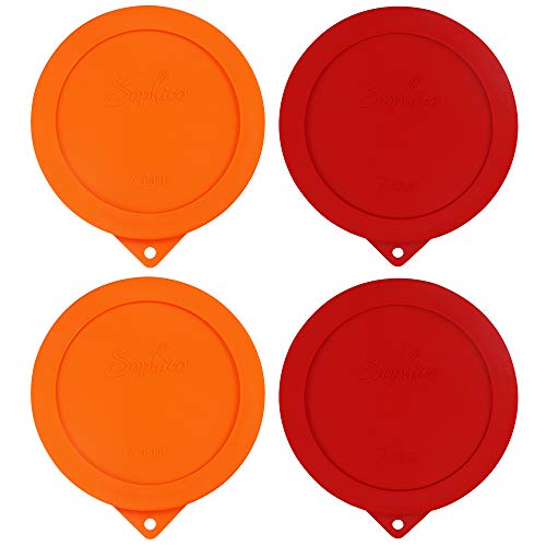 Sophico Sophico Round Silicone Storage Cover Lids Replacement For Anchor Hocking And Pyrex 7402-Pc 6/7 Cup Glass Bowls (Containe