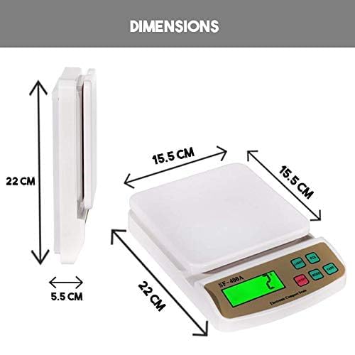 Dr. Care Electronic Kitchen Digital Weighing Scale With Tare Function (10 Kg-Sf 400A) Maximum Weight Capacity 10 Kg, Color White