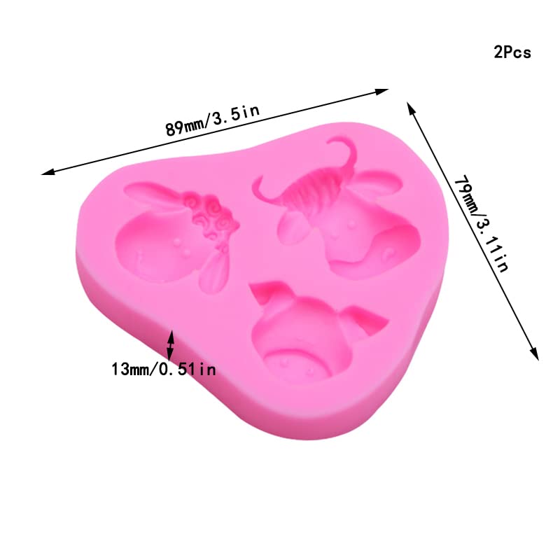 Cestony Cute Lovely Farm Animals Head Cow Sheep Pig Present Silicone Molds For Diy Cake Fondant Biscuit Cookies Soap Sugar Puddi