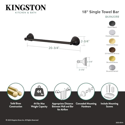 Kingston Brass BA3962PB Restoration 18'' Towel Bar  Polished Brass