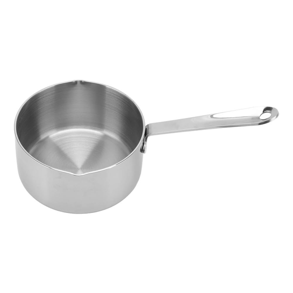 316 Stainless Steel Butter Warmer, 500ml Mini Milk Pot with Dual Pour Spouts, Flat Bottom Saucepan for Chocolate