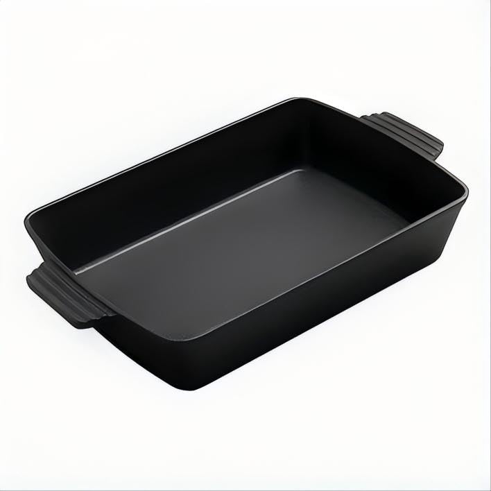 Davnjcka Cast Iron Casserole Pan, Casserole Dish, Rectangular Baking Pan, Griddle Pot, Dutch Oven, Pizza Pan (13 x 9.2 x 2.3 inc