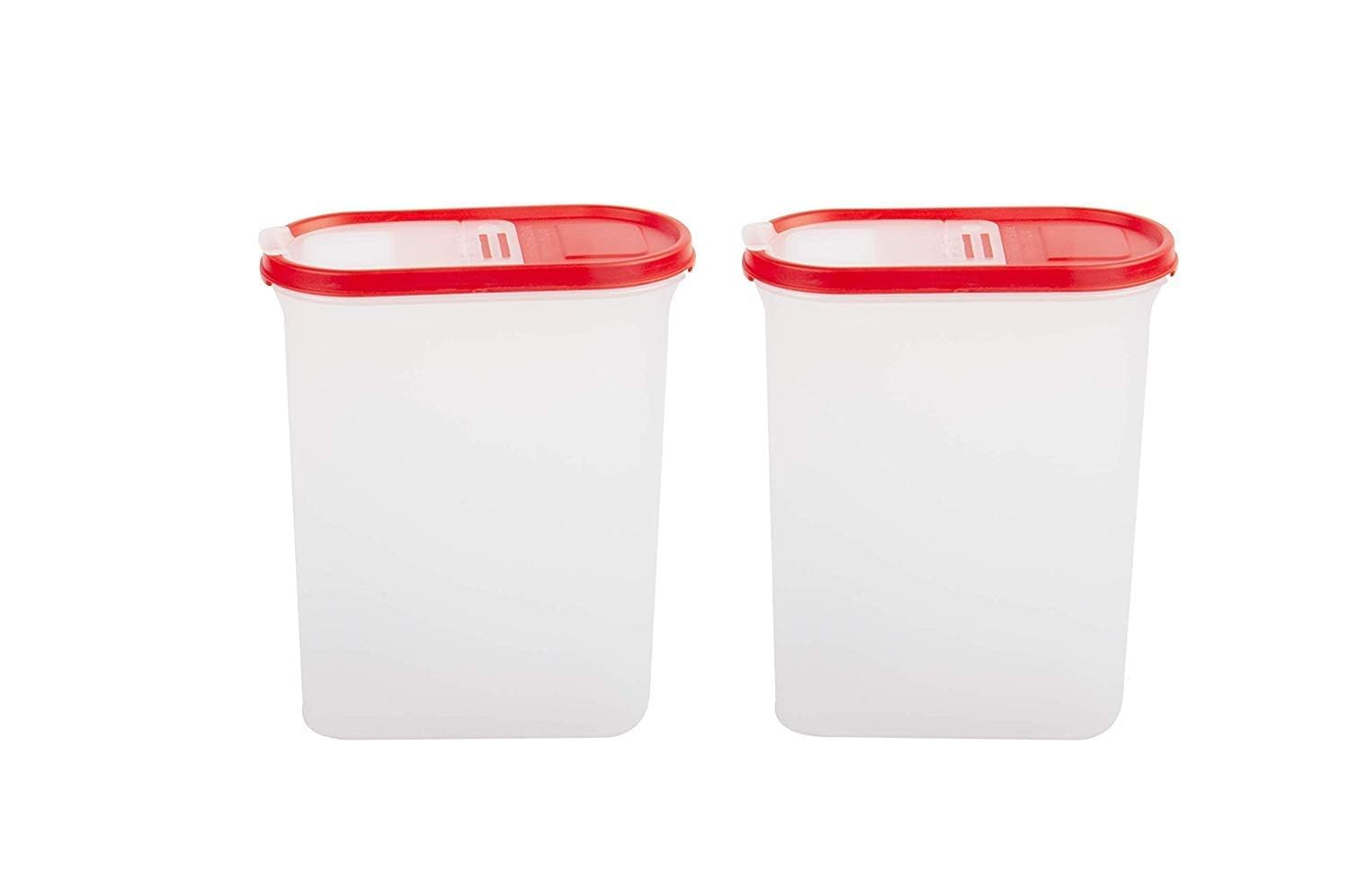 Simparte 2400Ml FlipTop Plastic Container Set Of 2 BpaFree Airtight Stackable Kitchen Storage Boxes With Red Lid Food Grade Or