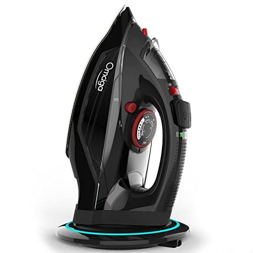 [2023 Upgrade] Omaiga Cordless Iron, 1500W Cordless Iron With Steam - Cordless Iron For Clothes With 11.84Oz Water Tank, Anti Dr
