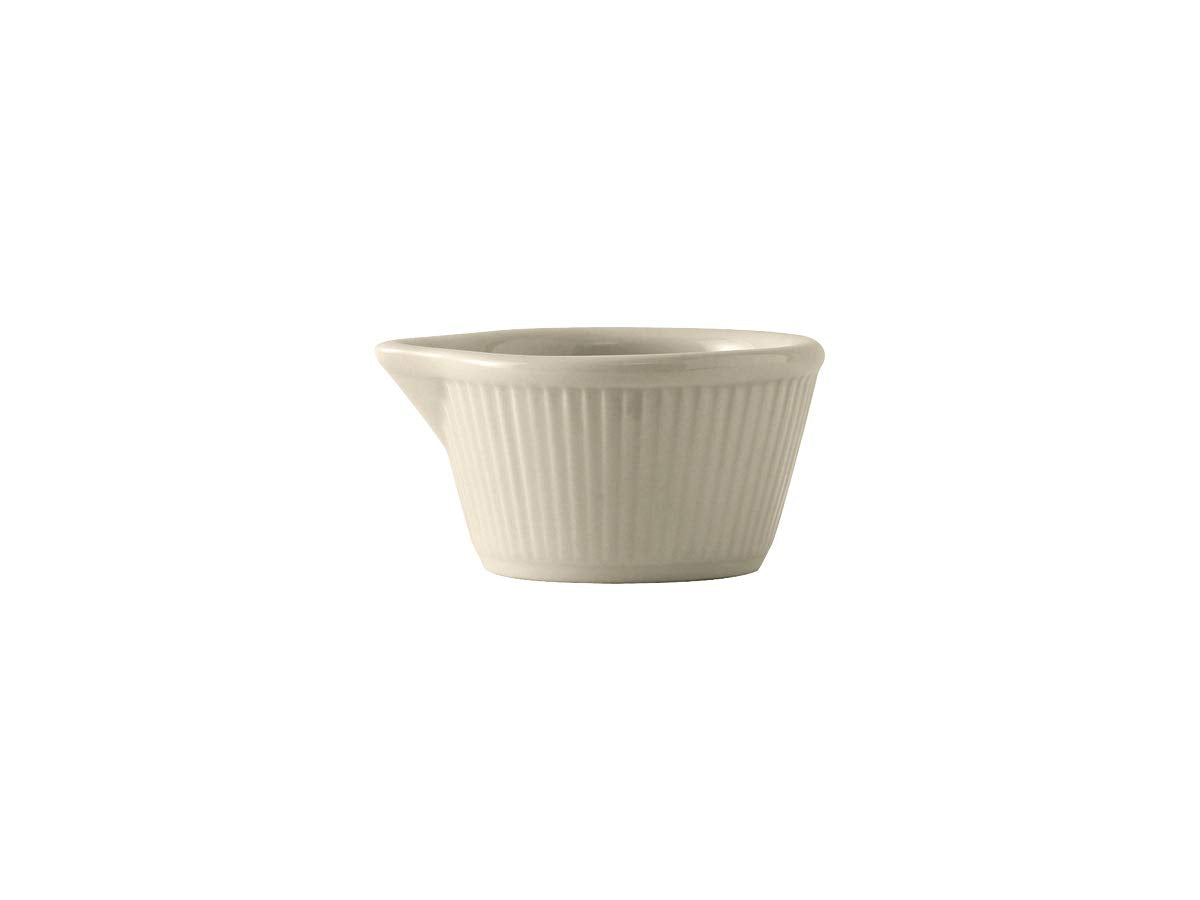 Tuxton China BEX-0408 Ramekin, 4 oz., 3-1/2L x 3-1/4D x 1-3/4H, Fluted with Pour spout, Microwave & Dishwasher Safe, Oven Proof,