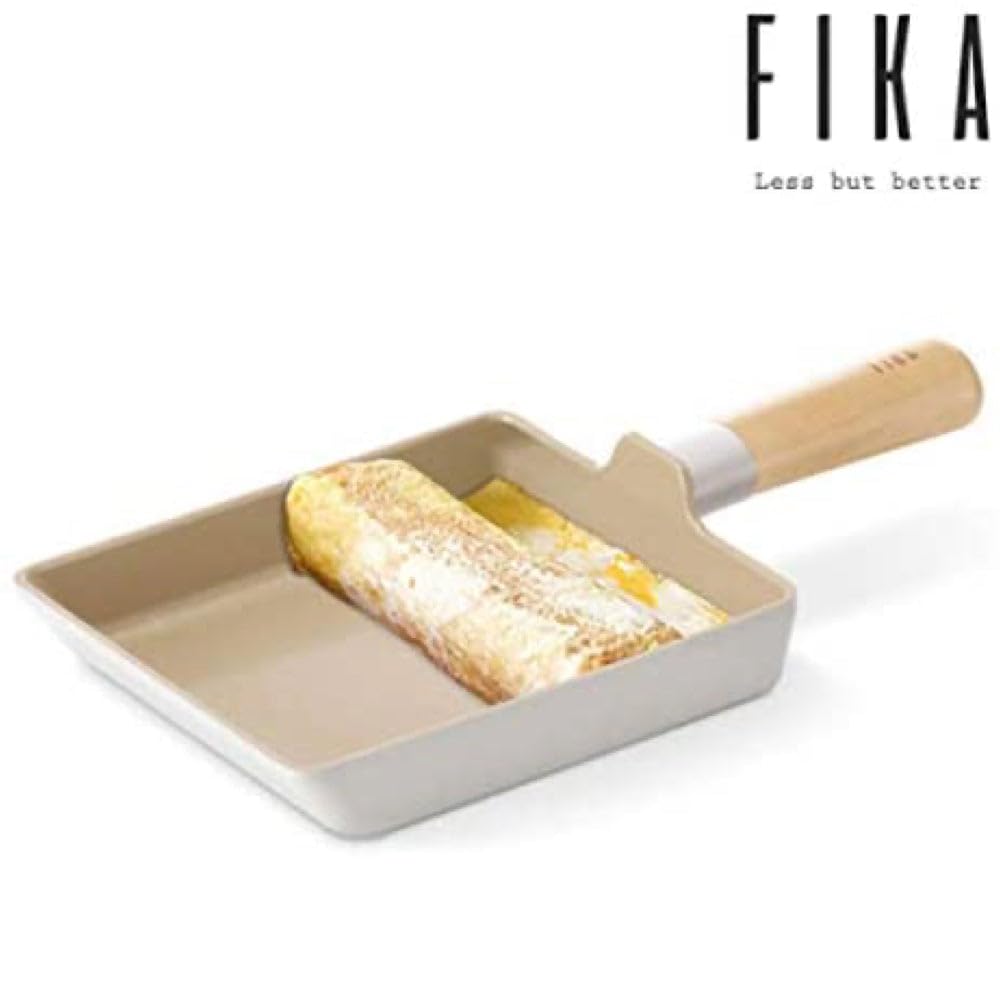 Fika Kitchen Nonstick 6-Inch Rectangle Tamagoyaki Egg Roll Pan With Wooden Handle, Japanese Omelette Frying Skillet, Induction C