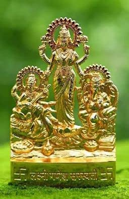 Haridwardivine Godess Laxmi Ganesh Saraswati || Metal Ganesh Laxi Saraswati Murti Statue Idol In Brass For Diwali Puja, Temple, 