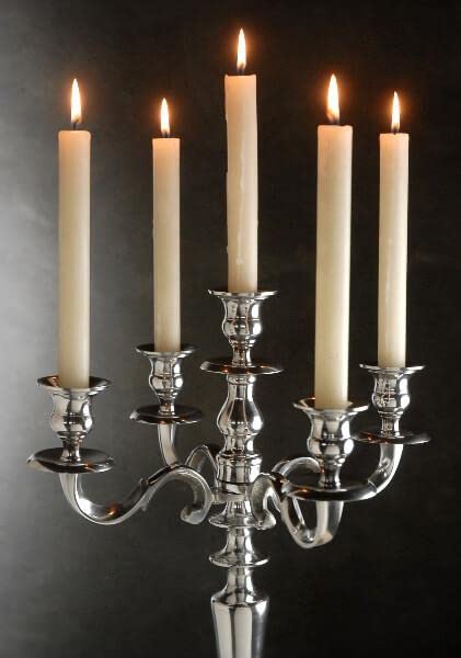 Home Trends India Candle Stand I 5 Arms Aluminium Candle Stand I Shinny Polished I 24 Inch