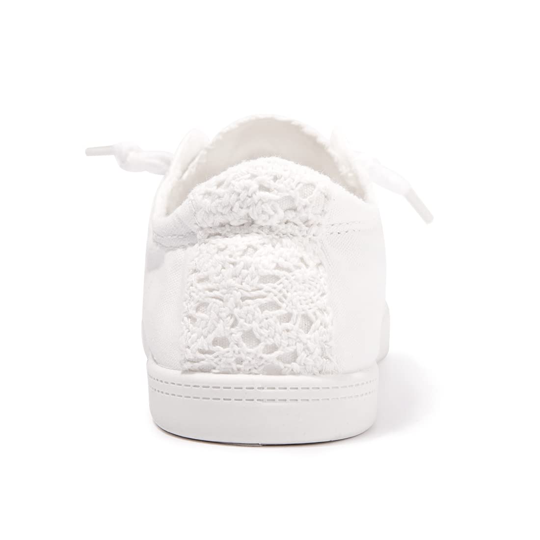 Womens Slip On Canvas Sneaker Low Top Casual Walking Shoes Classic Comfort Flat Fashion Sneakers (White 08)