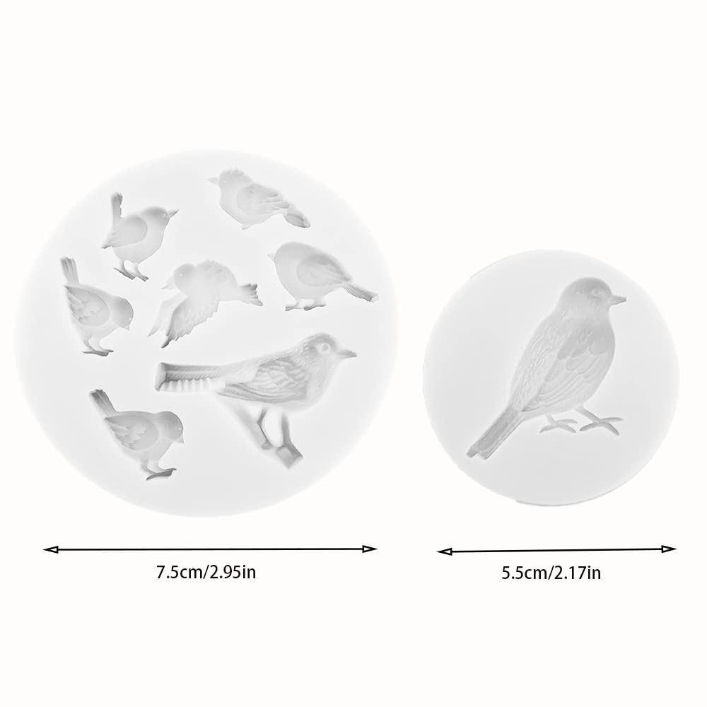 2Pcs Mini Bird Silicone Animals Molds For Diy Fondant Candy Making Tools Chocolate Mold Desserts Ice Cube Gum Clay Biscuit Plast