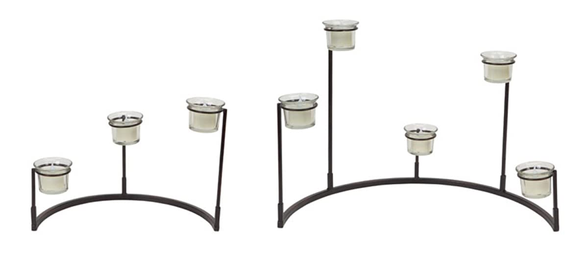 Melrose International Modern Home Decoration Multi-Level Votive Candle Holder Stand (Set of 4) 12 H, 8.25 H Metal/Glass