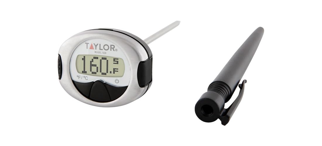 Taylor Pro Instant Read Digital Food Thermometer - Stainless Steel Probe with 0.4 Dot Matrix Display, -58F to 448F Temperature R