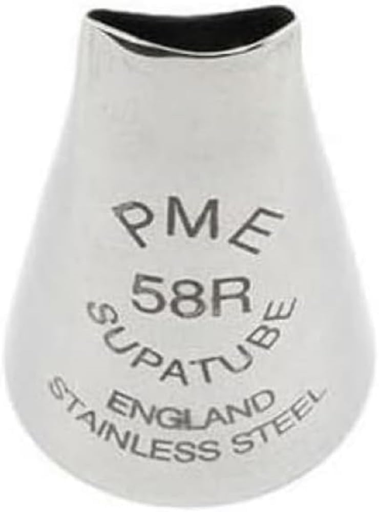Pme Seamless Stainless Steel Large Petal Supatube Decorating Tip, For Right Handed Use, No. 58R
