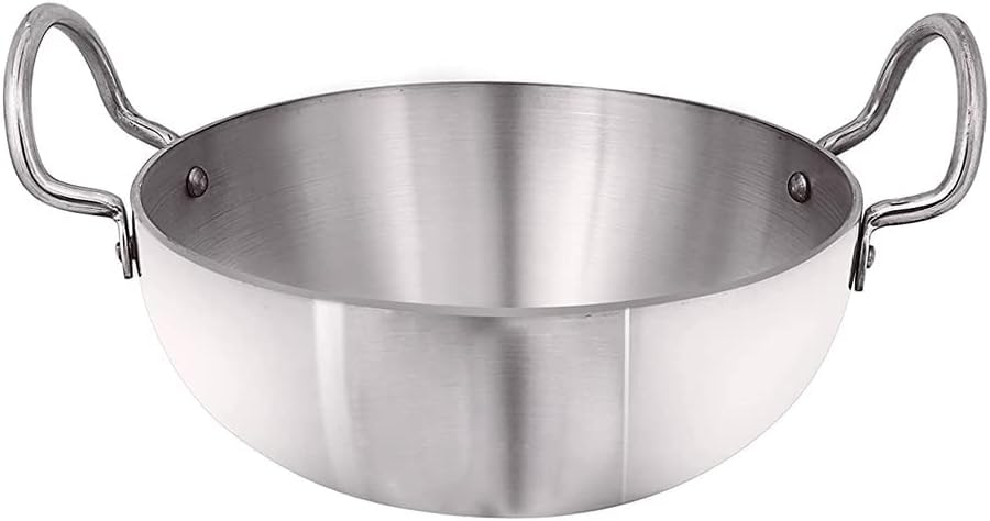 Shradha Trading Aluminium Kadai, Aluminum Indian Kadai,Indian Kadai, Cookware Pan, Indian Stir Pan, Frying Pan, Size-12, Thickne