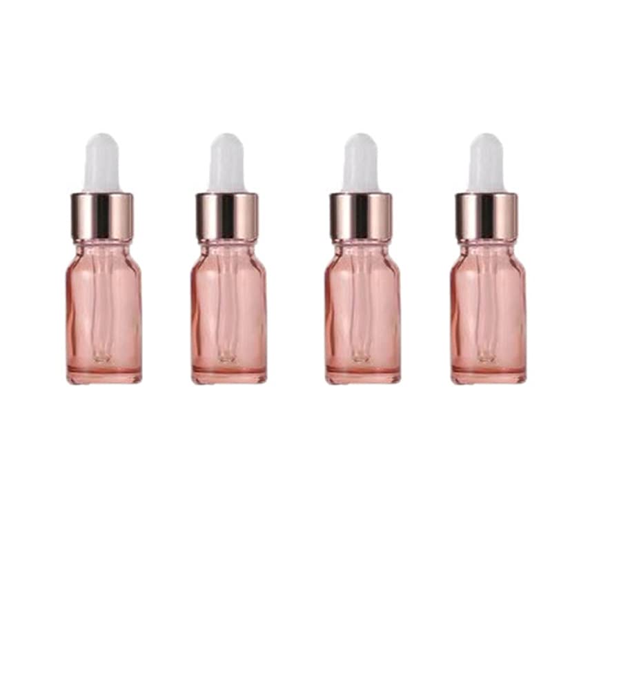 Lokusel 4 Pack Glass Dropper Bottles,10Ml/15Ml/30Ml/50Ml/100Ml Essential Oil Bottles Dropping Bottles With Rose Gold Cap Perfume