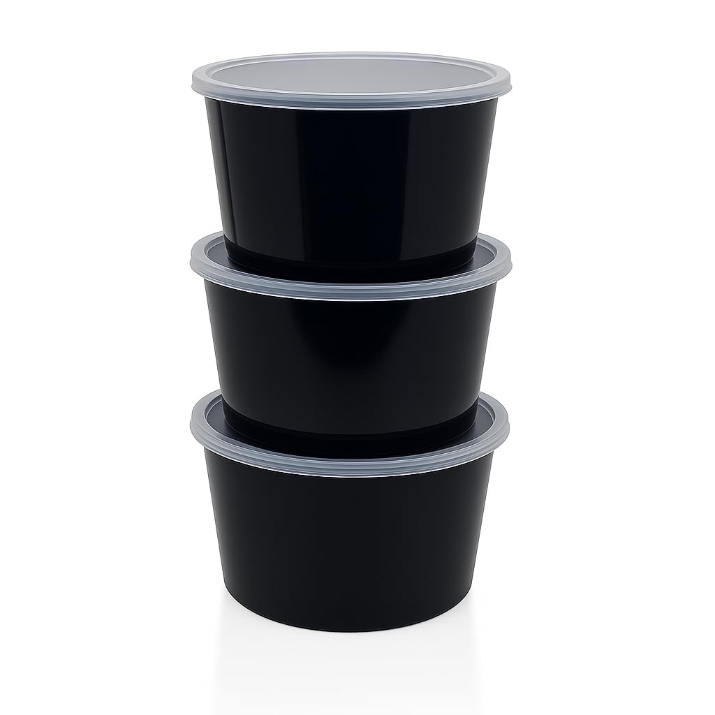 Reusable Food Container With Lid 500Ml - Pack Of 25 Disposable Packing Box For Food | Round Plastic Parcel Box Fridge, Microwave