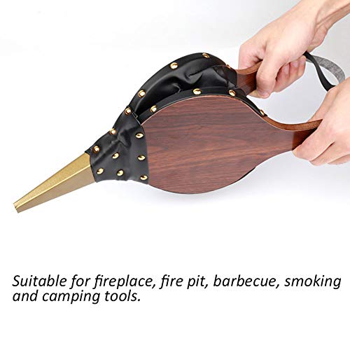 Fireplace Bellows Large 15.5    X 6.7    Indoor Brown Wood Air Blower For Barbecue, Camping Bbq Grill Chimney Outdoor With Hangi