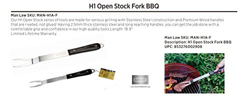 Man Law Bbq Products Man-H1A-F H1A Series Open Stock Fork, One Size, Stainless Steel And Wood