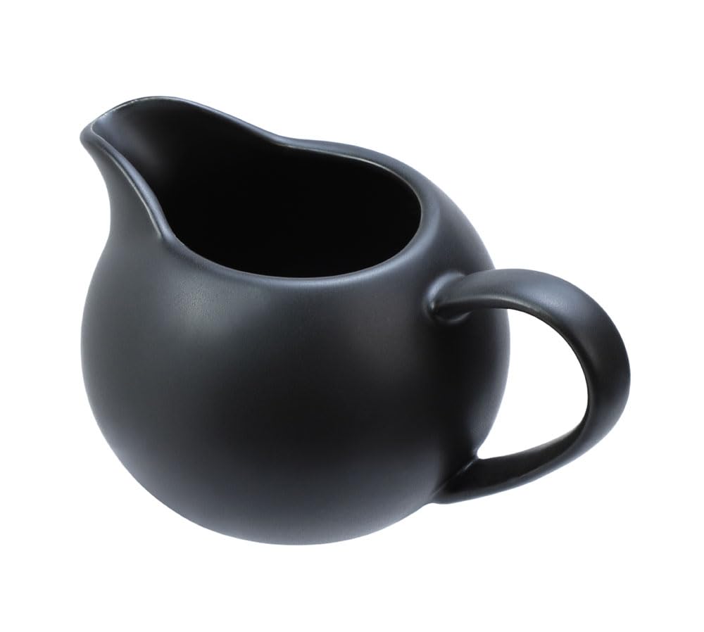 Matte Ceramic Simple Creamer with Handle, Small Coffee Milk Creamer Pitcher 8oz Black