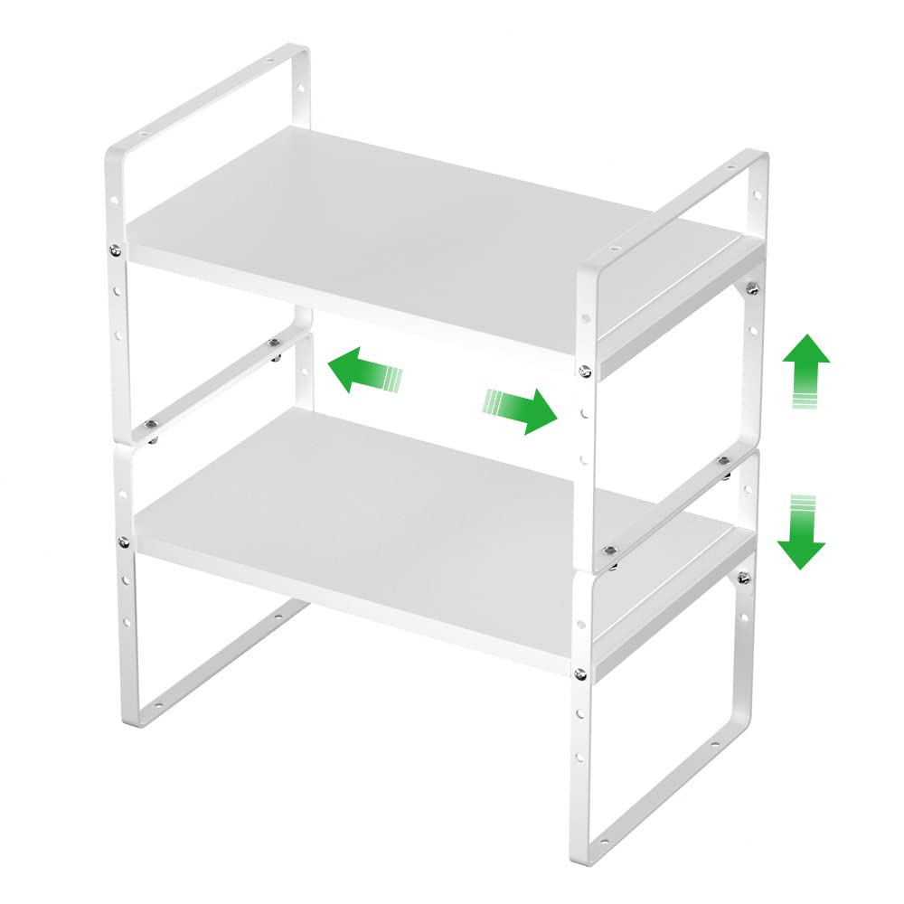 Wejipp Cabinet Organizer Shelf Expandable Cabinet Spice Rack Stackable Shelves Adjustable Storage Shelf For Kitchen Pantry Count