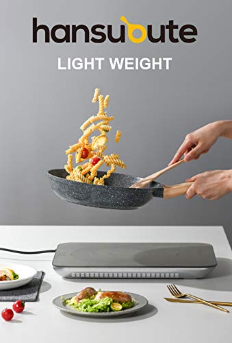hansubute Nonstick Induction Stone Frying Pan with Soft Touch Handle Children Protection Function (8inch)