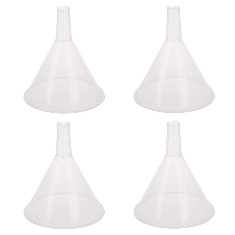 Dedc 4 Pack Clear Plastic Filter Funnel, Oil Funnels, Small Funnel For Filling Bottles, Liquid Transfer Funnel For Kitchen, Labo