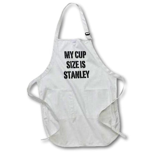 3Drose Apr_163943_1 My Cup Size Is Stanley. Hockey. Hockey Playoffsfull Length White Apron With Pockets, 22 By 30Inch